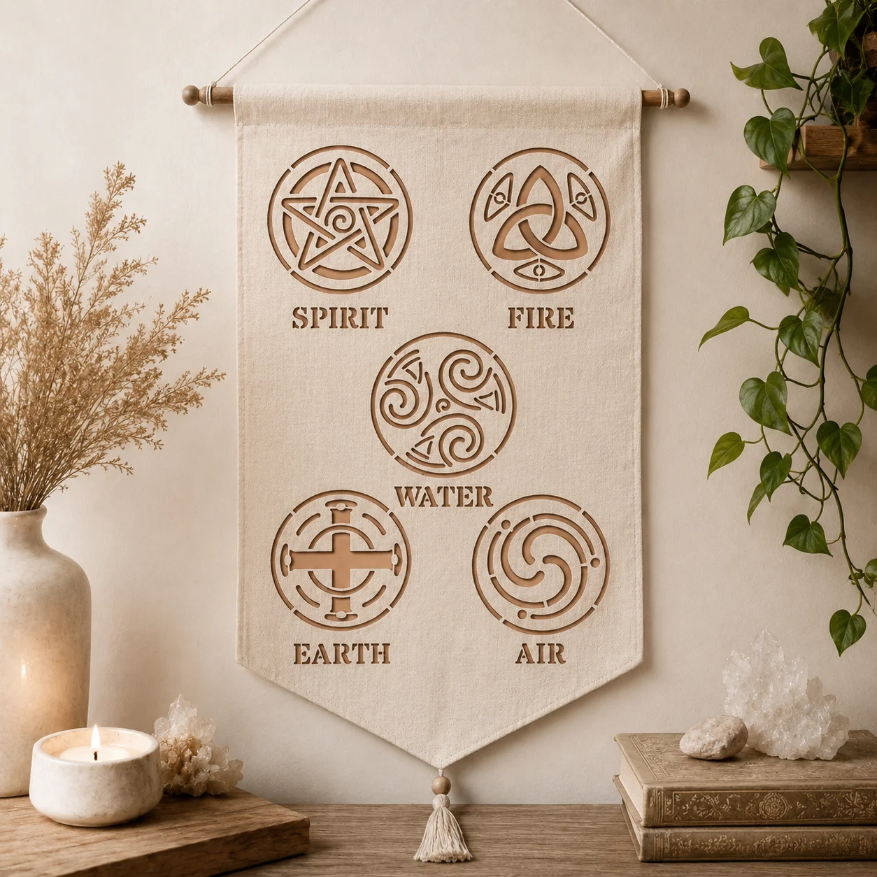5Pcs A5 5.8x8.2in Five Elements Stencils Reusable PET Stencils for Painting Spirit Fire Water Earth Air Wall Wood Fabric Decor view 6