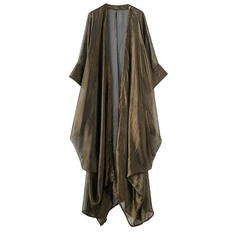 Faionable Capispalla casual sottile Estate New Sle Coreano Giacca a vento lunga allentata Fibra di poliestere Seven Sve Gonna lunga