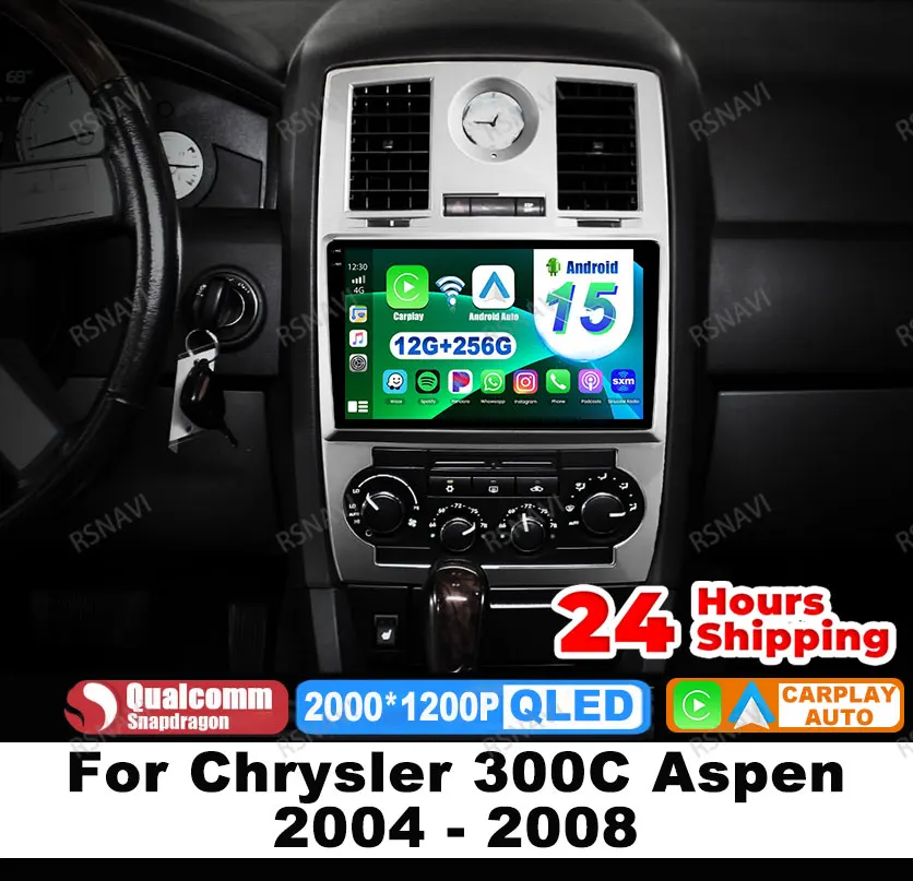 Radio de coche Android 15 para Chrysler 300C Aspen 2004 - 2008 BT reproductor Multimedia Viedo DVD 4G LTE navegación estéreo GPS unidad principal