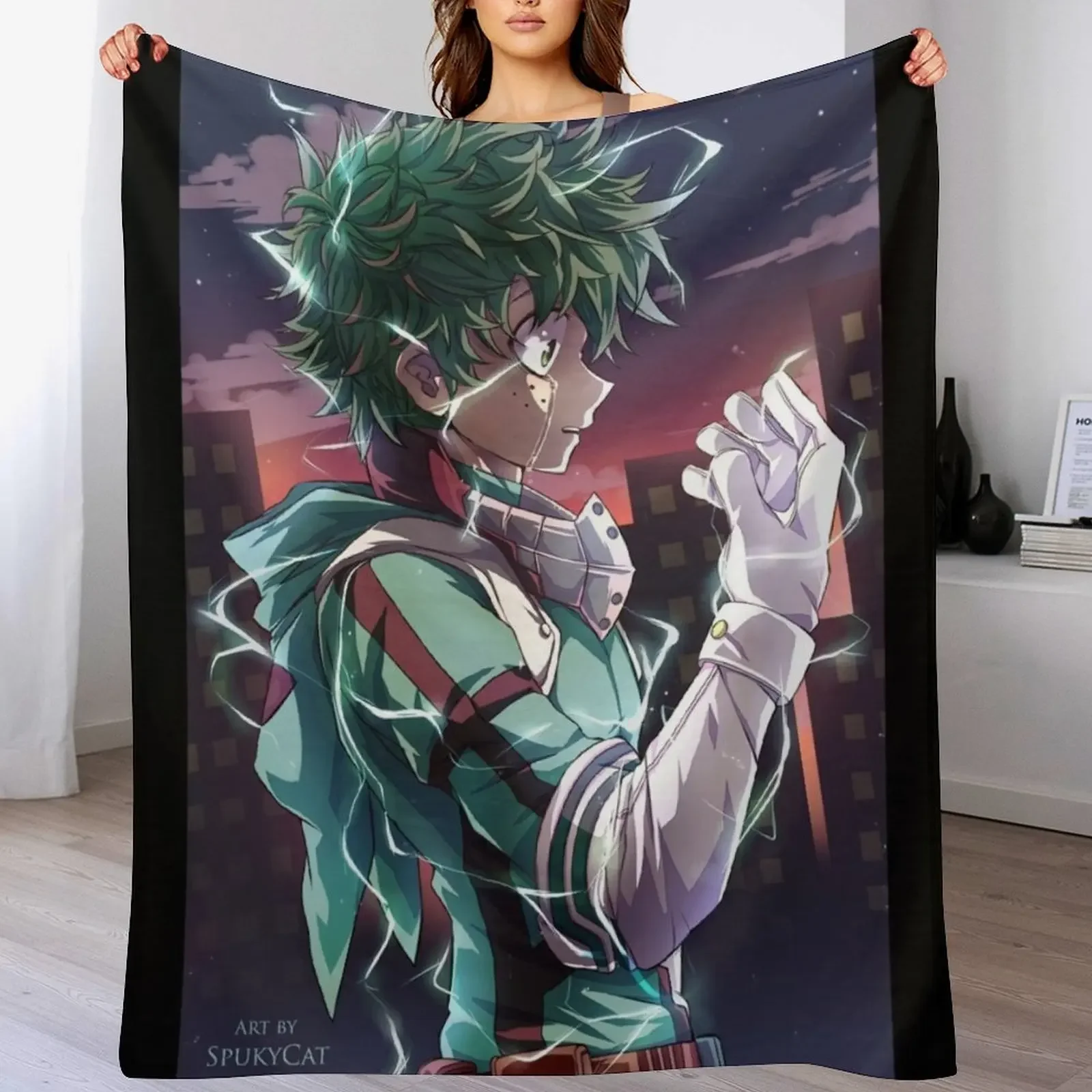

Deku BNHA Throw Blanket Soft Sherpa Fleece Warm Blanket for Winter