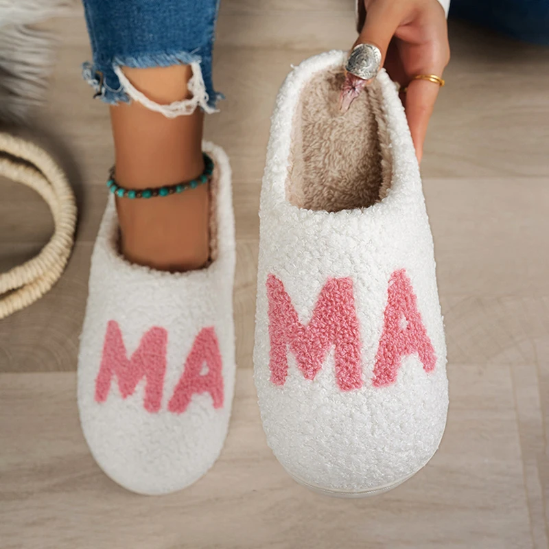 Casual Flauschige Damen Hausschuhe Hause Plüsch Mama Designer Winter Frau Schuhe Flache Plattform Elegante Schuhe Trend Fuzzy Pelz Rutschen – Detail 3