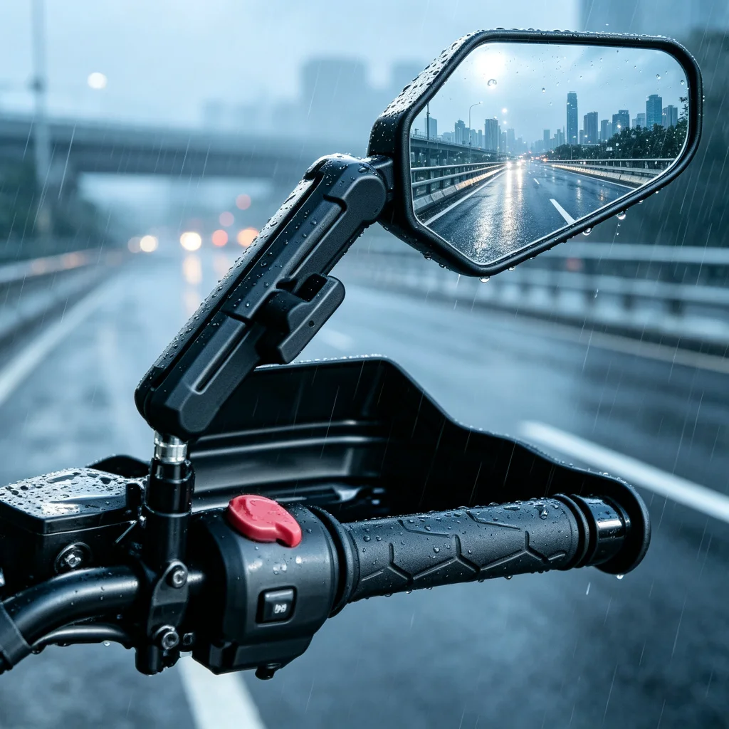 Universal Motorcycle Side Rearview Mirror 2Pcs Aluminum 7/8" Motorbike Bike Handlebar Rear View Mirrors 360° Adjustable Wide Con