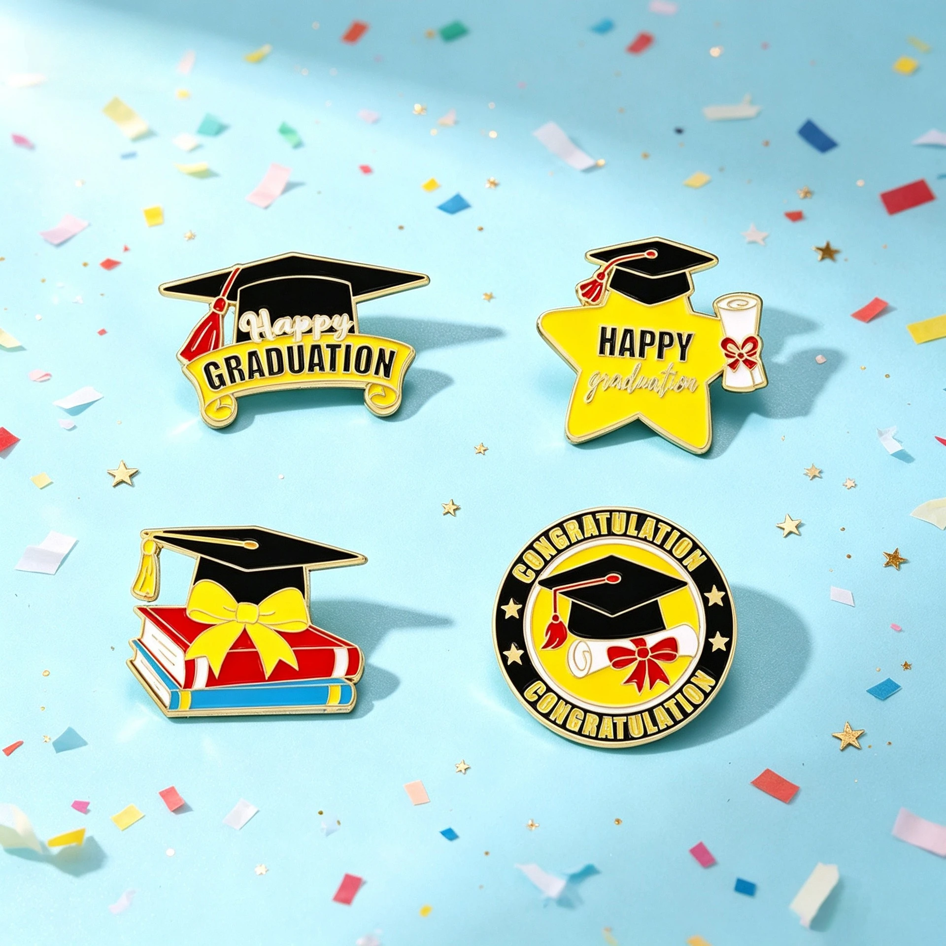 Multicolor Graduation Cap Metal Brooches Drop Oil Craft Student Commemorative Badges Pins For Gift DIY Clothing Bags Hat T-shirt