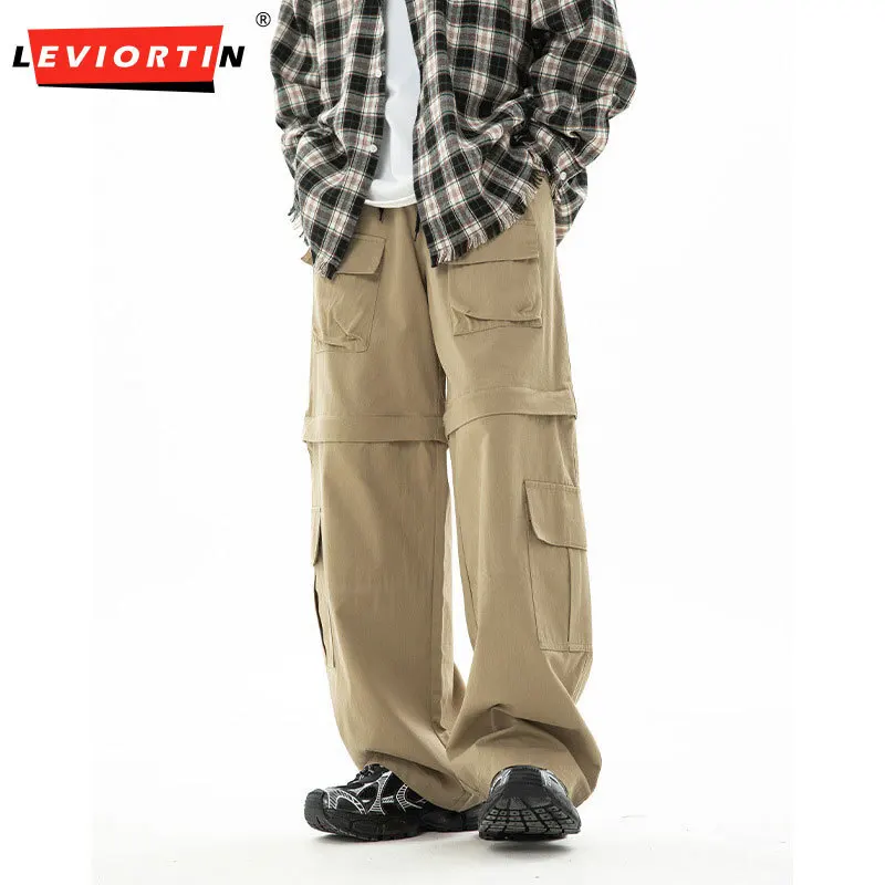 

Новые мужские свободные повседневные брюки с прямыми трубками и множеством карманов, трехмерные рабочие брюки