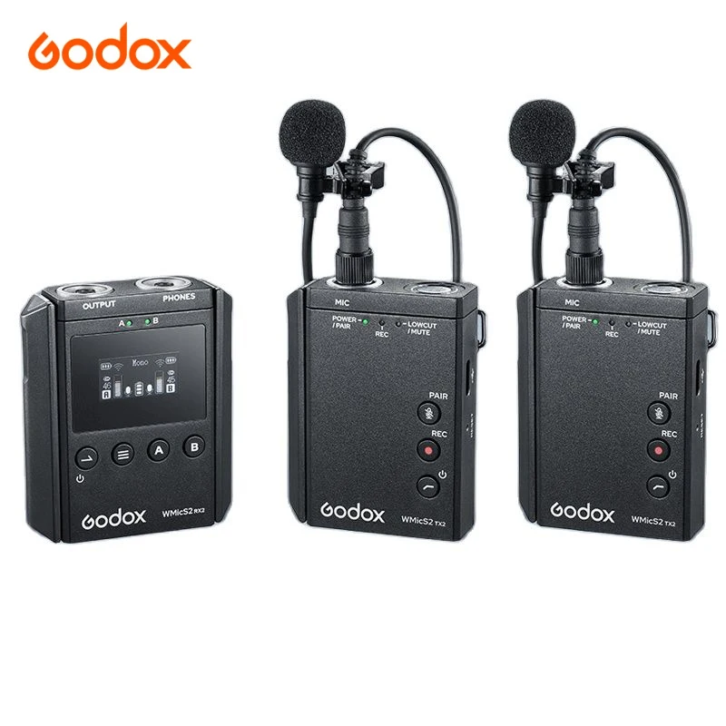 Godox WMicS2 UHF ขนาดกะทัดรัดระบบไมโครโฟนไร้สายสำหรับกล้อง,Ccamcorders, Ssmartphones,เครื่องบันทึก,เม็ด,เครื่องผสม