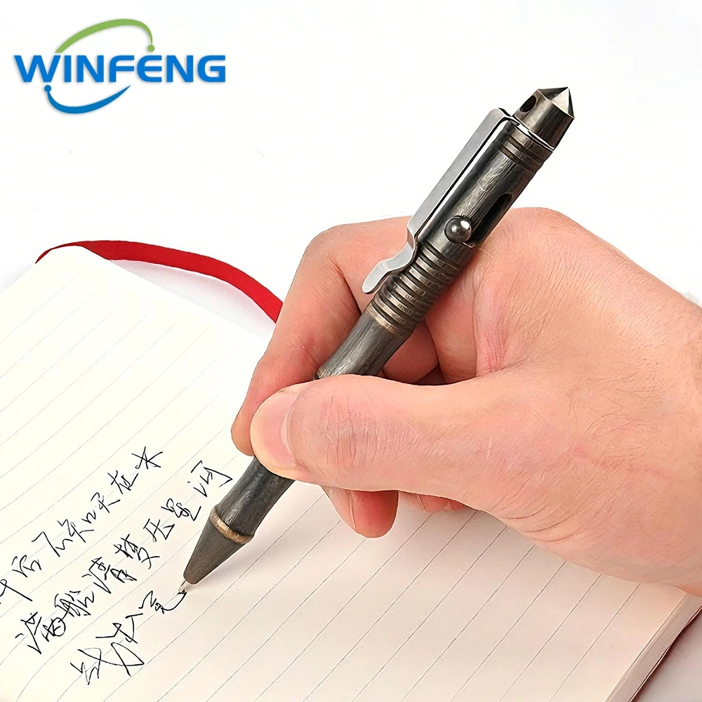 Multi-Functional Brass Tactical Pen Bolt Switch Self Defense Ballpoint Pen Car Window Breaker Emergency Survival Supplies
