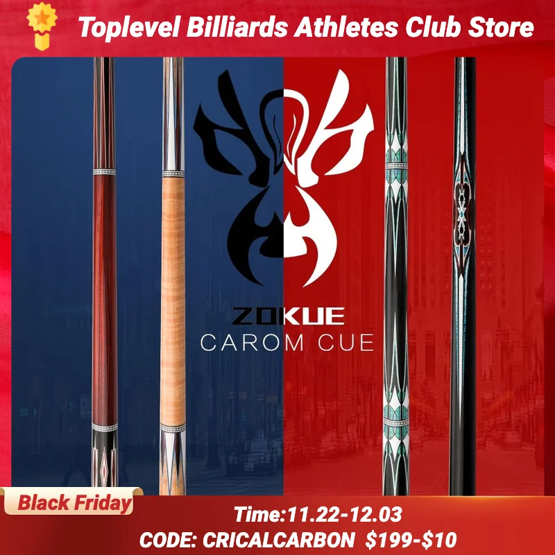 ZOKUE-Billiard Carom Stick, Korean 3 Cushion Cue, Taper, 12mm Tip, 142 cm, Selected Canadian Maple Butt Shaft, Original