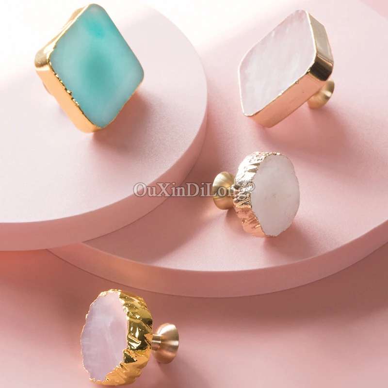 Luxury 4PCS Brass+Crystal Furniture Pulls Knobs Drawer Knobs Cupboard Wardrobe Kitchen Dresser Shoe TV Wine Cabinet Pulls Knobs