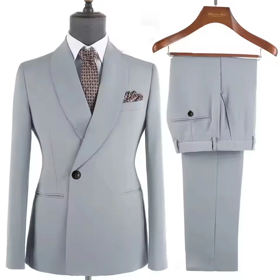 

Elegant Men's Suits New High Quality Metal Side Release Buckle 2 Pieces Set Wedding Party Dinner(Blazer+ Trousers)Hot Sale 2025