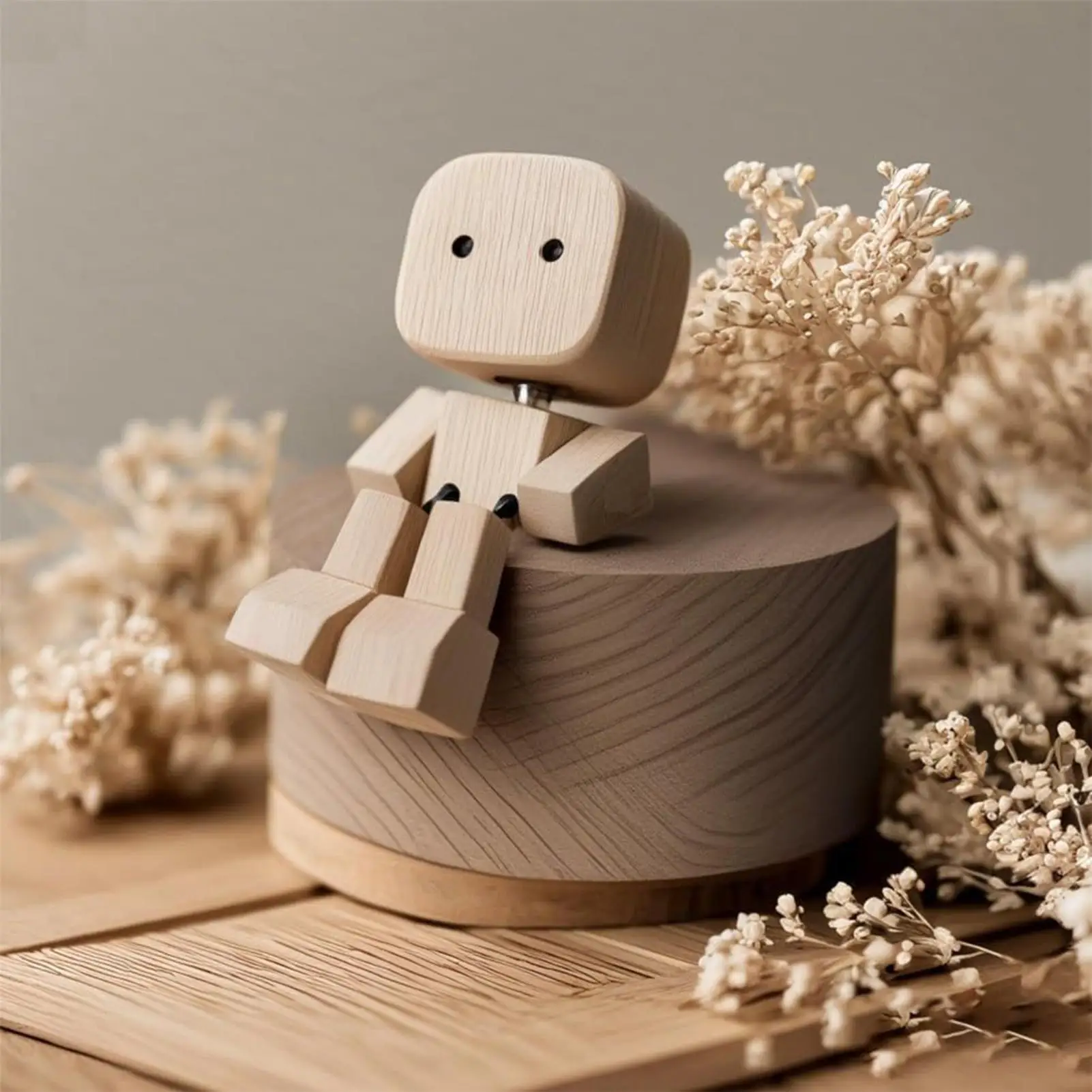 Lustige schüttelnde Holzmann-Figur, schüttelnde Füße, Holzpuppe, Auto-Armaturenbrett, Desktop-Dekorationen, Holz-Action-Figur, Skulptur
