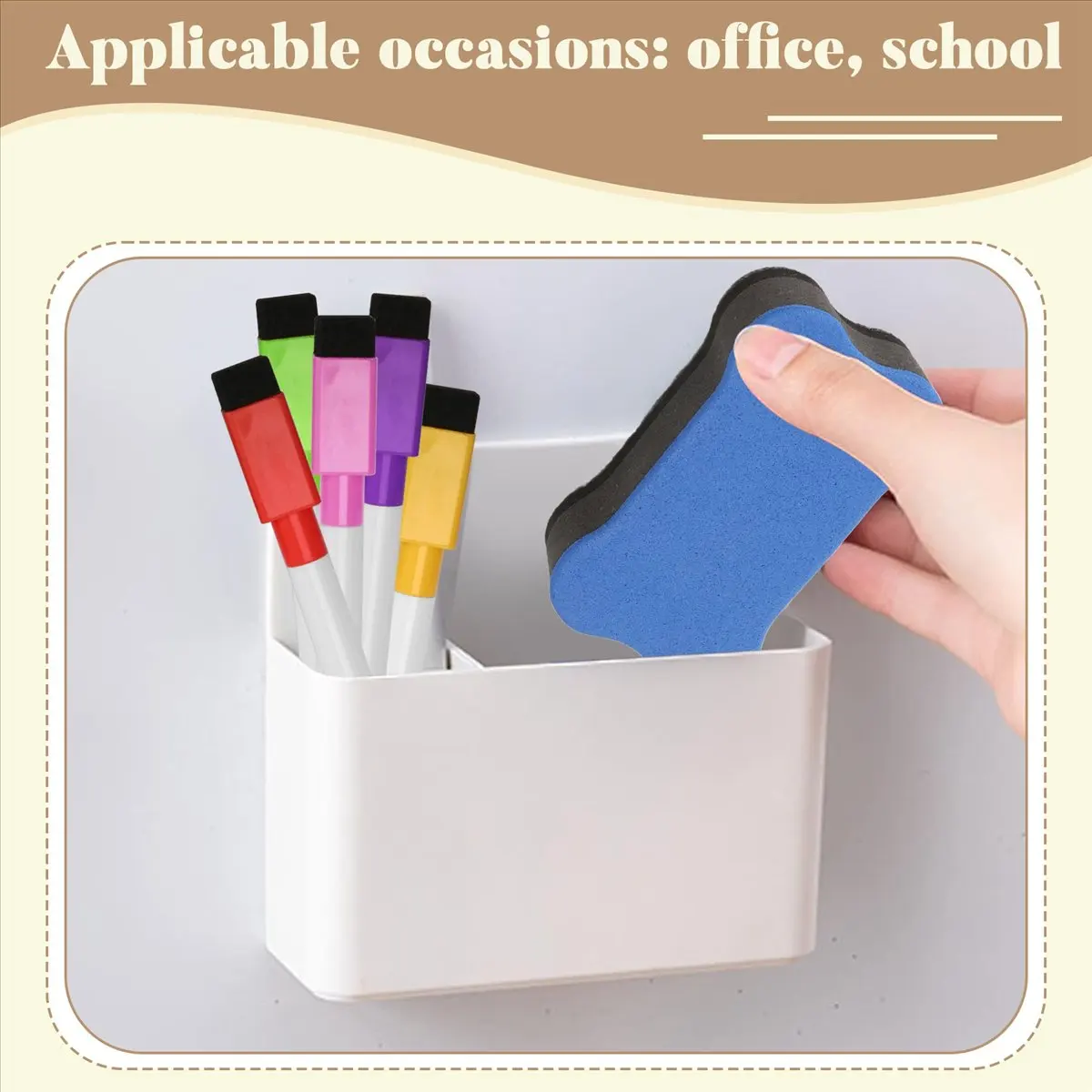 A72Z Magnetic Dry Erase Marker Holder, Magnetic Marker Holder for Whiteboard, 8 Pieces Magnetic Dry Erase Markers