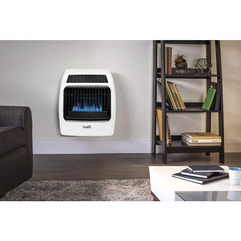 Dyna-Glo BFSS20LPT-4P 20,000 Btu Vloeibare Propaan Blauwe Vlam Thermostatische Ventilatievrije Wandverwarming, Wit