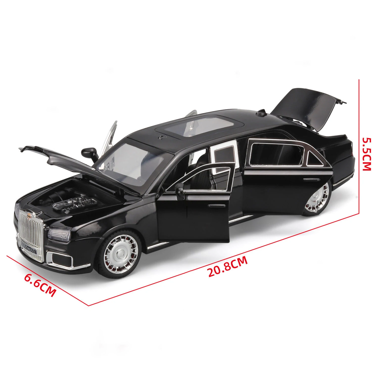 1:24 Aurus Motors Aurus Senat Rusland Presidentiële Auto Legering Model Auto Geluid en Licht kinderen Speelgoed Collectibles verjaardagscadeau