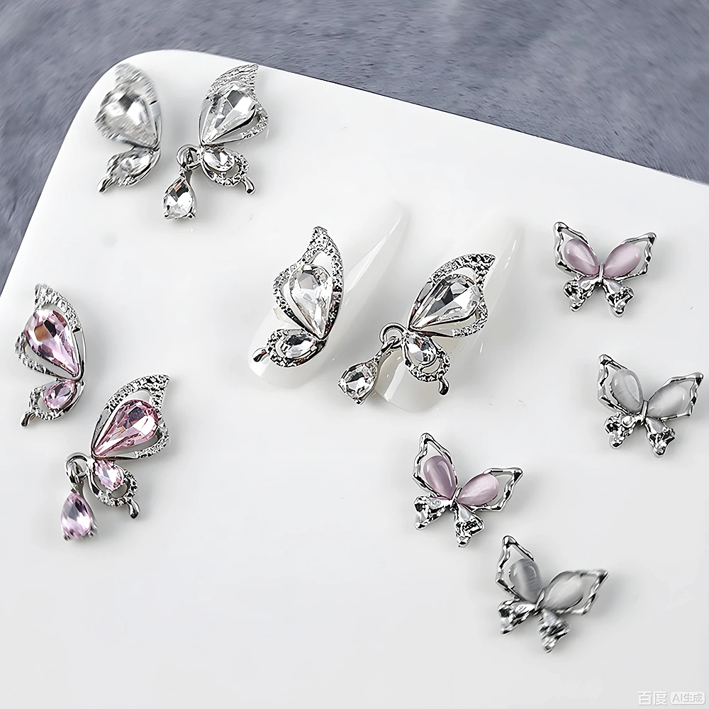 10 Uds. De aleación de lujo 3D de ala de mariposa, accesorios para decoración de uñas, diseño de decoración de manicura, suministros de decoración de uñas