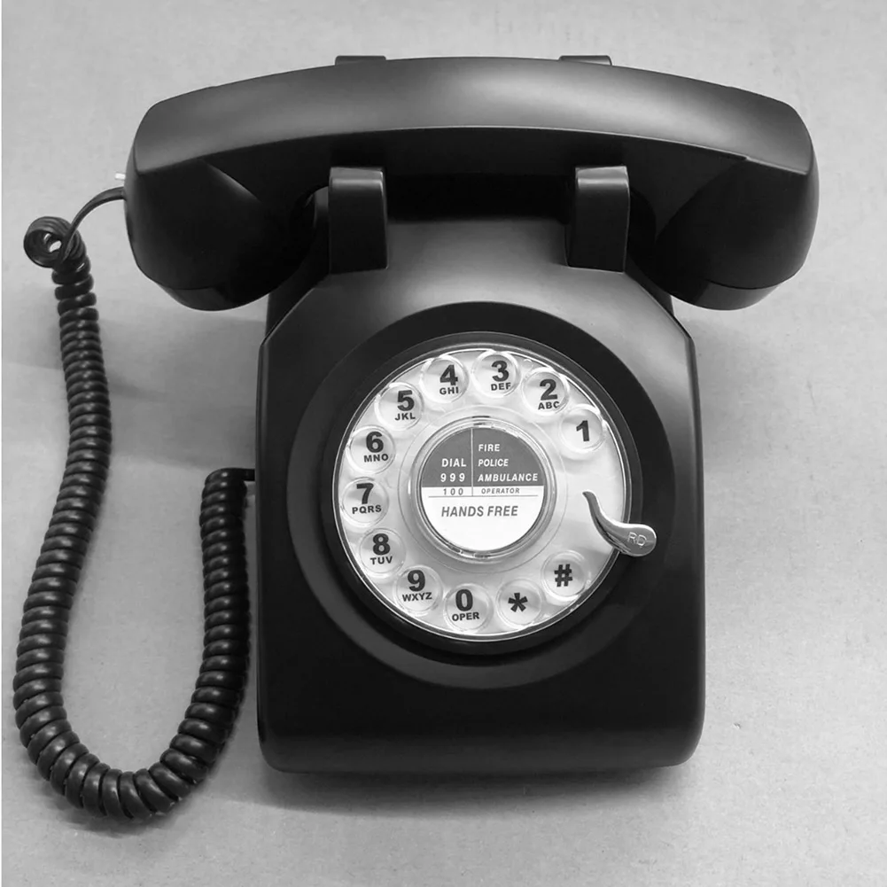 Rotary Dial Phone 1960s Vintage Corded Phone Redial Button Old-Fashioned Telephone Antique Fixed Telephone for Home Office