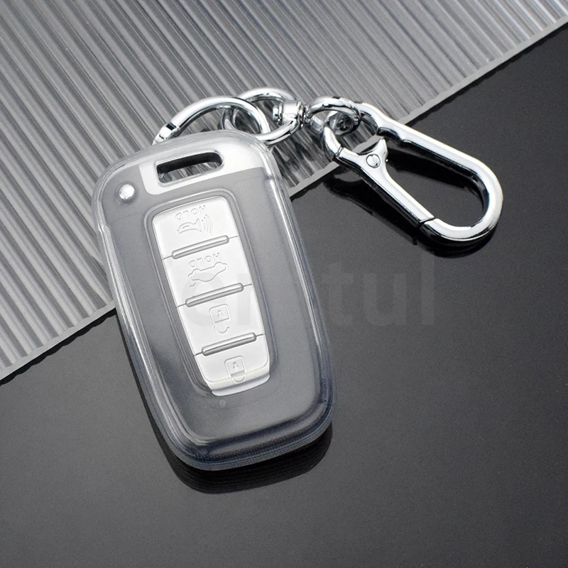 3/4 Button Transparent TPU Car Smart Key Fob for Hyundai Genesis Coupe Sonata Ix35 for KIA Forte Sportage K2 K5 Shell Case Cover