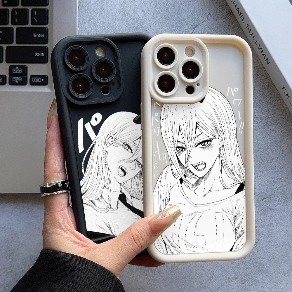 Chainsaw Man Power Phone Case for iPhone 16 15 14 Plus 13 12 Mini 11 Pro Max X Xs XR 8 7 Soft TPU Ladder Lens Protection Cover