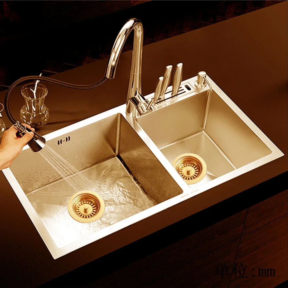 Golden Color Strainer Filters For Kitchen Sink Accessory Drain Plugs 79.3MM,