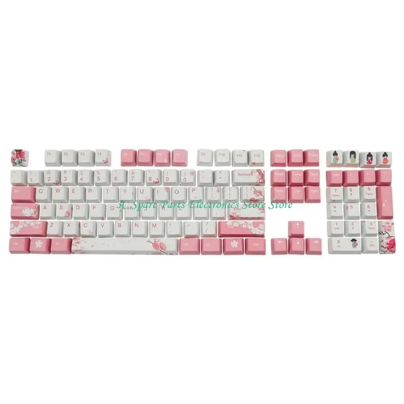

SZ Cherry Blossoms Keycaps Dye-Sublimation OEM Profile ForMX Switch DZ60 GK61- SK61 108 Keys Mechanical Keyboard Keys Caps