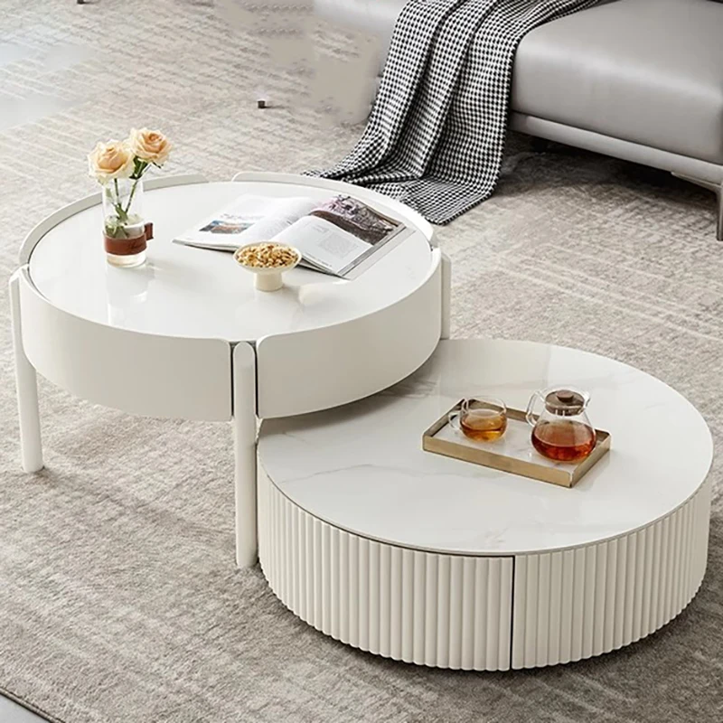 

Round Unique Coffee Tables Space Saving Cute Luxury Glam Side Table Aesthetic Minimalist Mesa De Centro De Sala Furniture