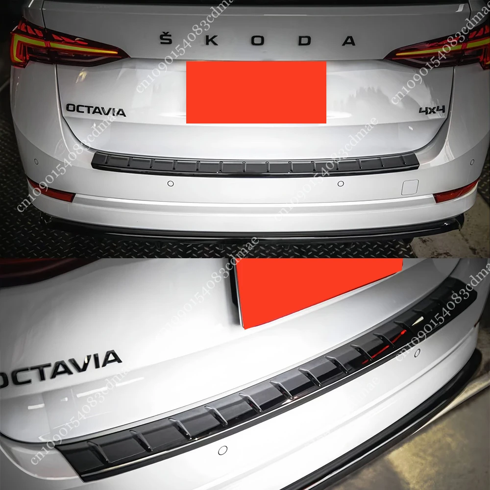 GLOSS Black Trunk ด้านหลังแผ่นสําหรับ Skoda Octavia MK4 Combi ฿ vRS Sportline TSI TDI 2019-2023 อุปกรณ์เสริมกันชนด้านหลัง