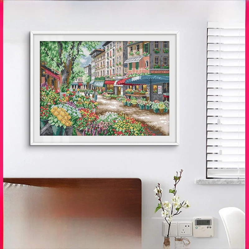 kit-de-materiel-de-broderie-au-point-de-croix-moderne-et-simple-motif-fleur-de-paris-peinture-murale-pour-salon-broderie-diy-au-fil-coton-Ecologique-pur