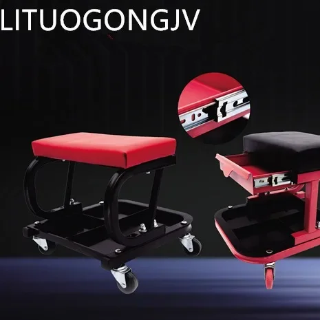 Car Repair Stool Mechanic With Tool Tray Round U Shaped Auto Seat Garage Chair Workshop Rolling