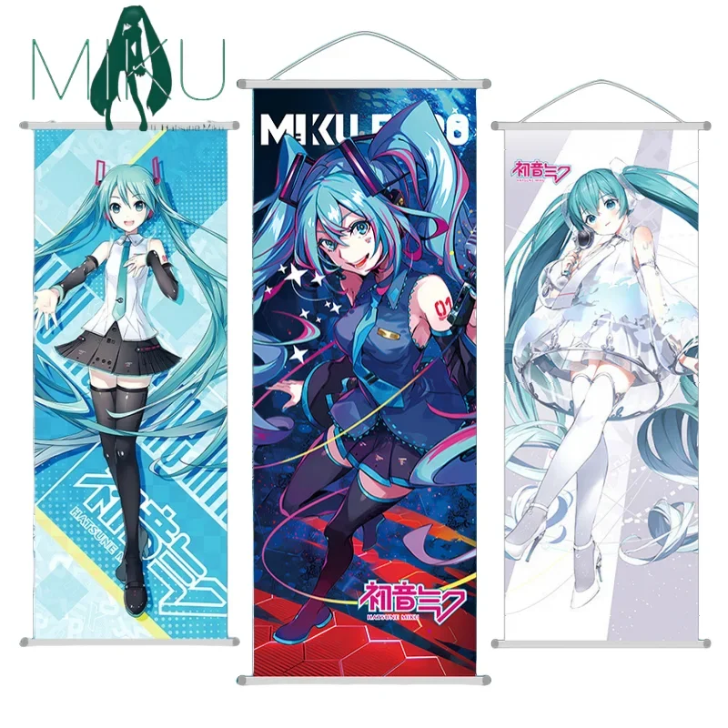 MINISO Hatsune Miku 2D الحرير التمرير المشارك صورة معلقة أنيمي محيط الجدار ملصق الديكور اللوحة 25*70 سنتيمتر صبي فتاة هدية