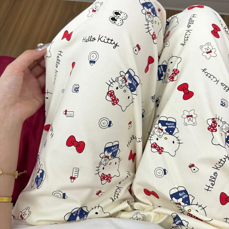 Sanrio Kawaii Thin Pajamas Pants Anime Hello Kitty Pajamas Cartoon Pochacco Print Melody Spring Summer Cute Girl Home Clothes