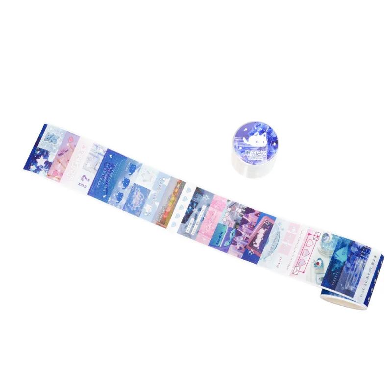 Korean Ins Cute PET Flash Film Decoration Adhesive Tape Planner Handbook DIY Scrapbooking Journal Collage Material Stickers Gift