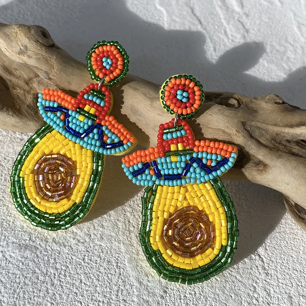 Lifefontier Personality Handmade Colorful Beaded Cactus Drop Earrings For Women New Mexican Beach Pendanties Party Jewelry