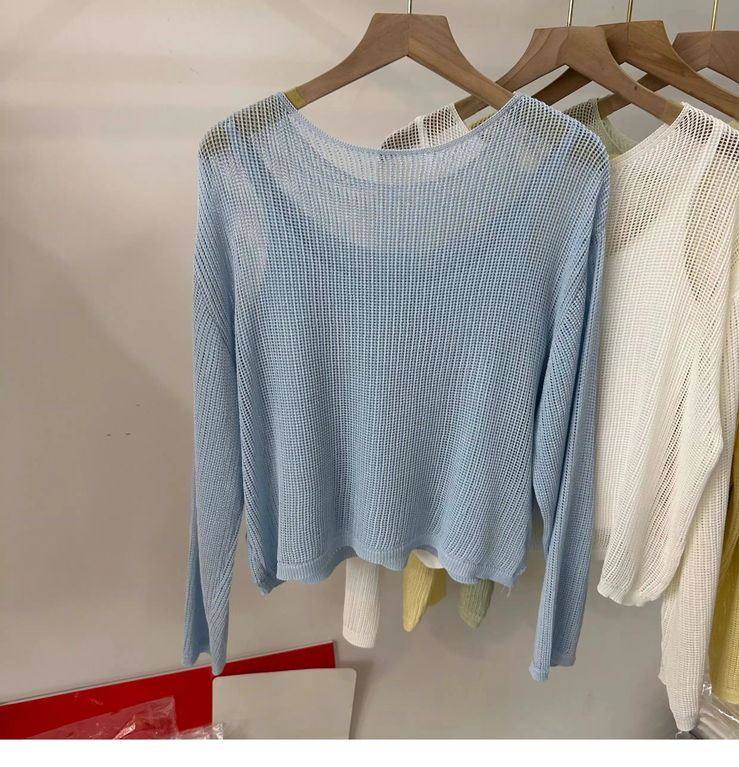 Ausgehöhlte Langarm-Strickbluse 2026 – Neues Sommer-Sonnenschutz-Cover-Up und figurfreundliches zweiteiliges Cami-Set – Detail 12