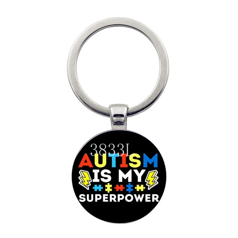 Autismo autismo portachiavi autismo consapevolezza Puzzle portachiavi accessori in lega di metallo