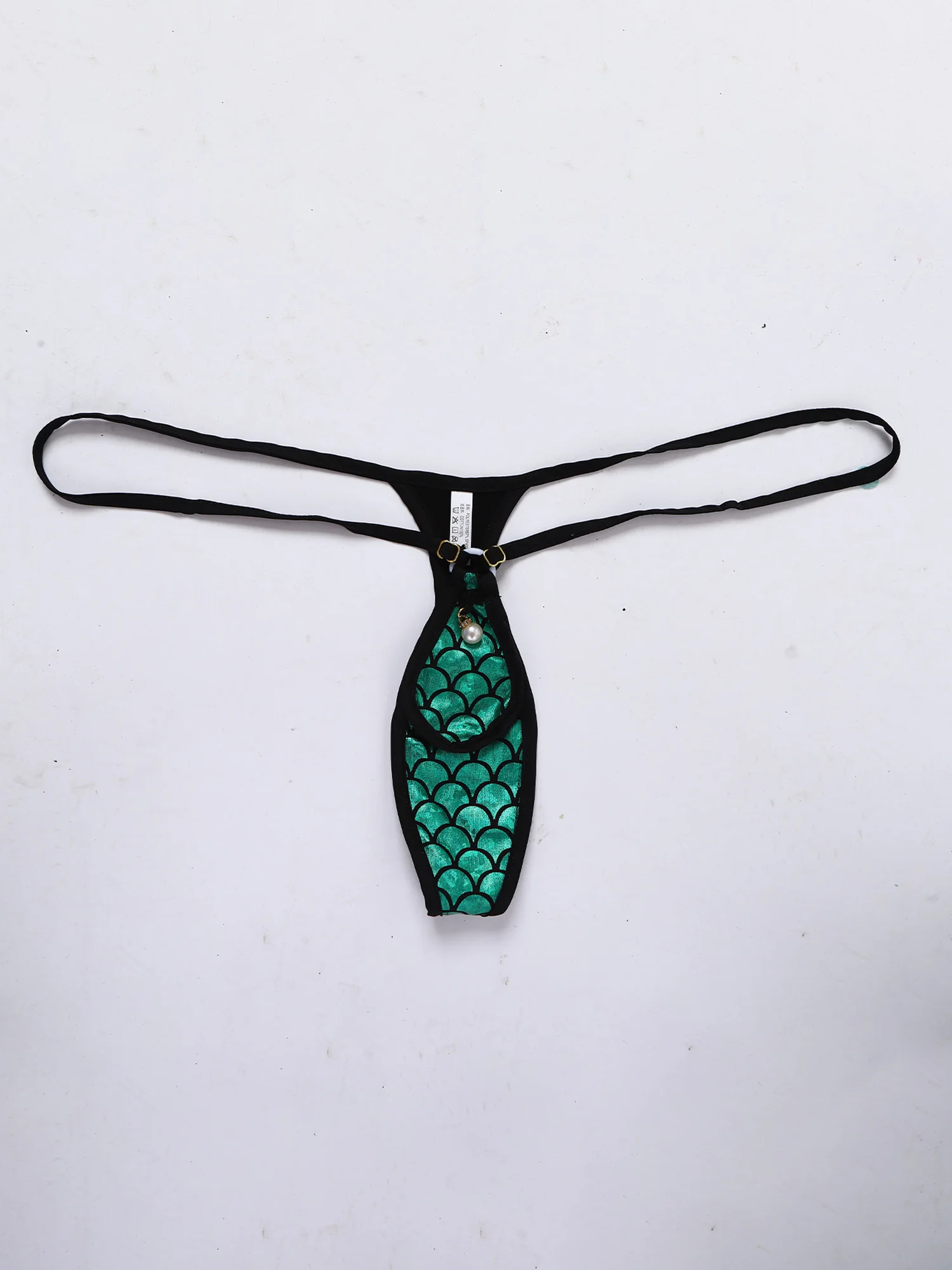 Women Fish Scale Print Metallic Shiny Bikini Briefs Swimwear Low Rise Cutout Thong Beach Pool Sunbathing Swimsuit Nightwear