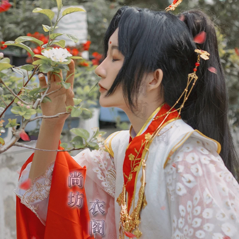 Heaven Official\'s Blessing Xie Lian disfraz de Cosplay, corona, príncipe Yueshen, vestido de novia, ropa china Hanfu, peluca Cos