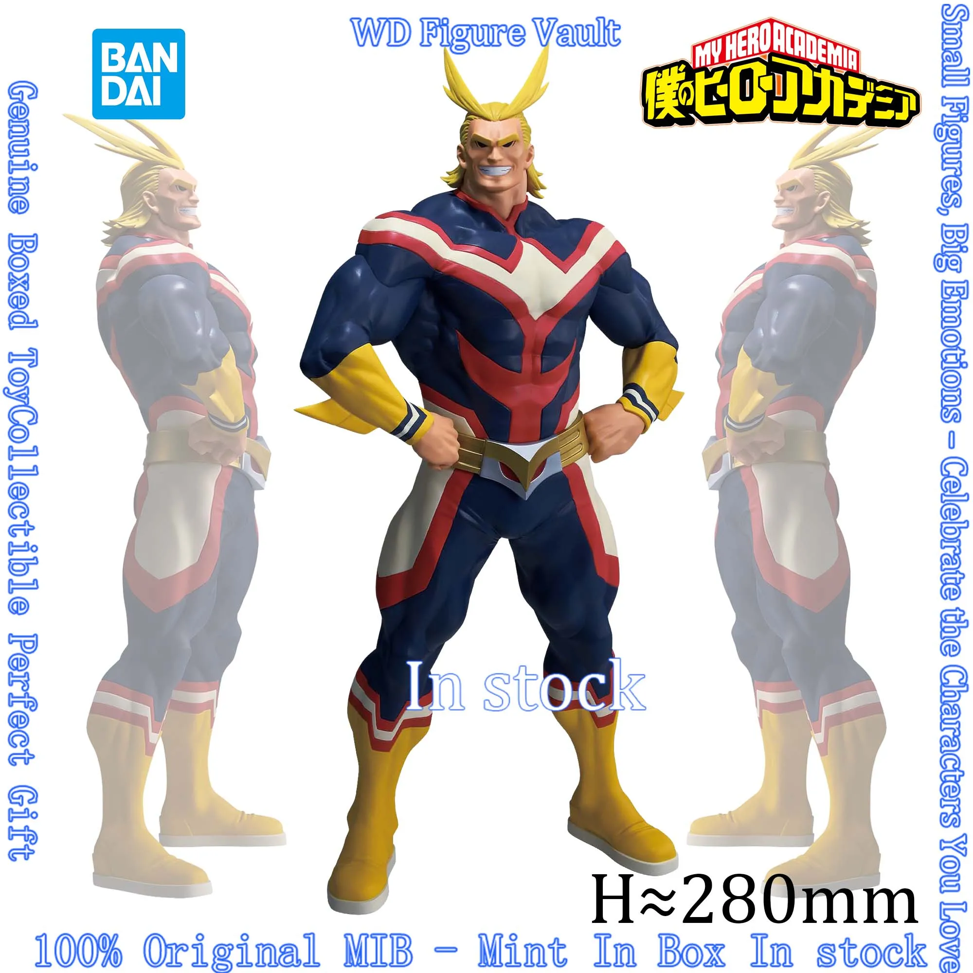 En stock, Figura de Colección Bandai My Hero Academia Grandista-ALL MIGHT- GiGO Exclusive All Might, Modelo de Anime Original en Caja, Juguete de Regalo