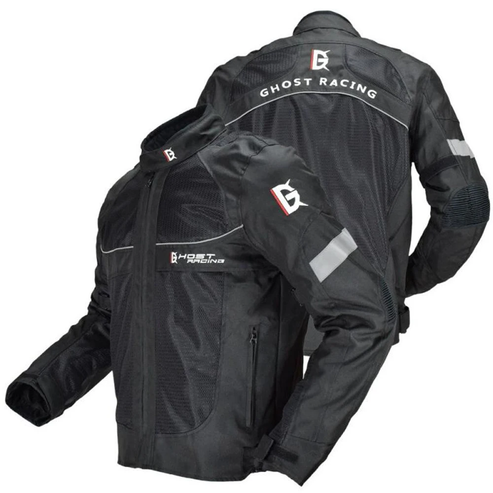Summer Breathable Motorcycle Jacket Reflection Chaqueta Moto Protective Gear Men Motorbike Motocross Riding Jacket Black