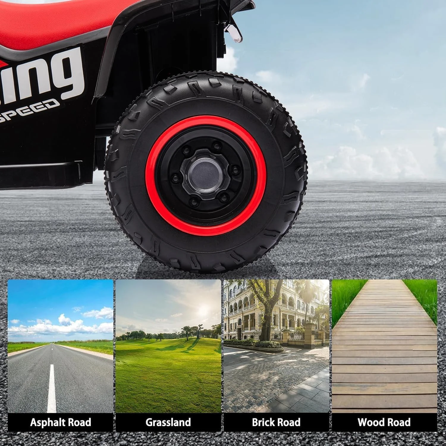 سيارة رباعية كهربائية للأطفال بمقعد رباعي 6 فولت مع أضواء وموسيقى LED، بوق، تشغيل بزر واحد، 1.8 كم/ساعة، مركبة صغيرة من 3 سنوات #5