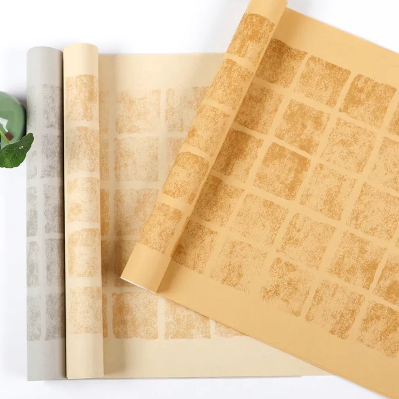 10 Sheets Batik Half-Ripe Rice Paper Brush Calligraphy Grids Small Regualr Script Calligraphy Works Xuan Paper 48x180 cm