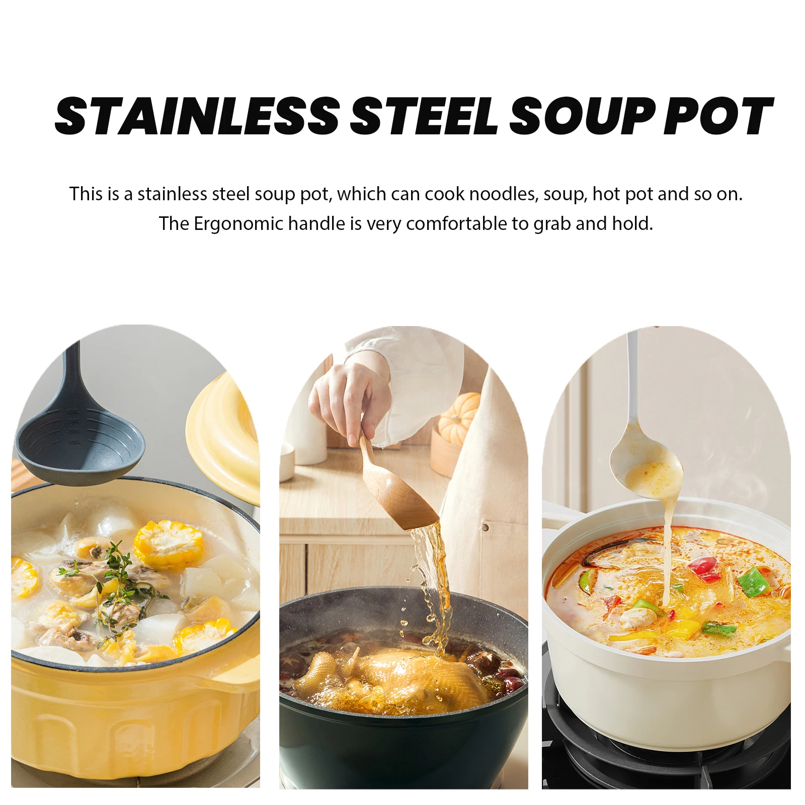 

Stainless Steel Soup Pot Healthy Cookware Ergonomic Handle Compatible All Stoves Stainless Steel Stock Pot Healthy Cookware