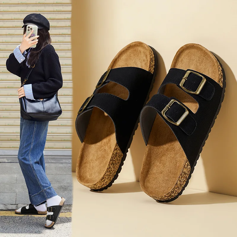 

Women's Leather Slipper Beach Sandals New Designer Men's Shoes Women Comfortable Sandal Fashionable Versatile Slippers Big Size