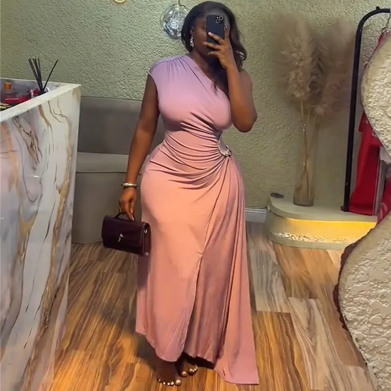 

Long Dress Women Dresses Irregular Vestidos Y2k Streetwear Sexy Elegant Sleeveless Slim Fit Party Night Work Tight Waist 2025