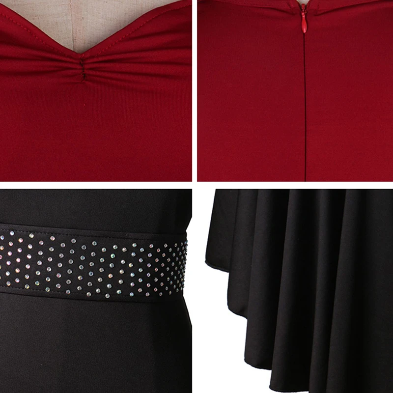 라틴 드레스 여성 룸바 차차 경쟁 의류 성인 블랙 긴 소매 댄스 드레스 라틴 퍼포먼스 연습복 4262