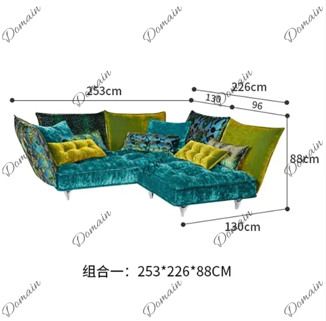 ppQ ASS French Modern Simple Light Luxury Special-shaped Retro Pattern Fabric Corner Combination Sofa view 2