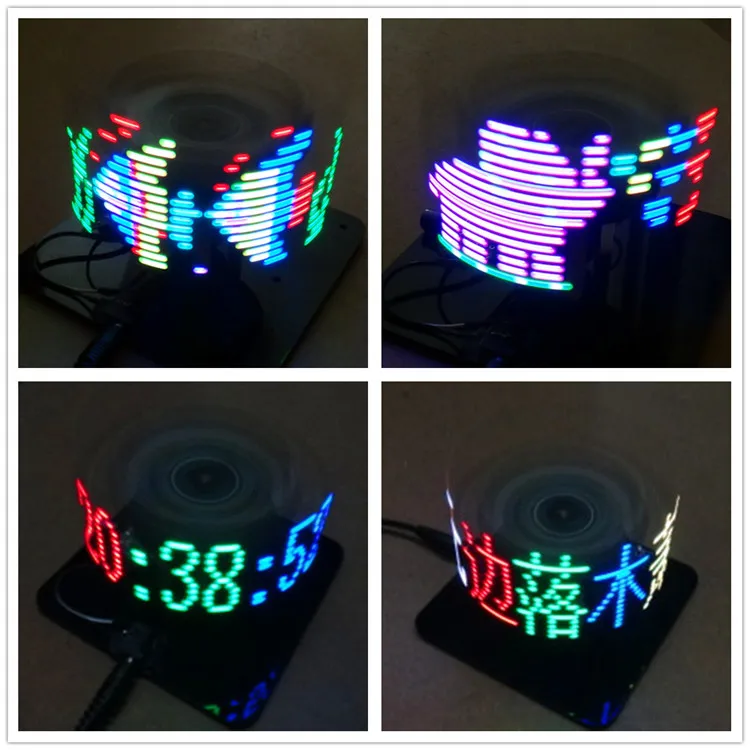 Colorful 16-light rotating LED components POV colorful rotating clock 7-color kit DIY production