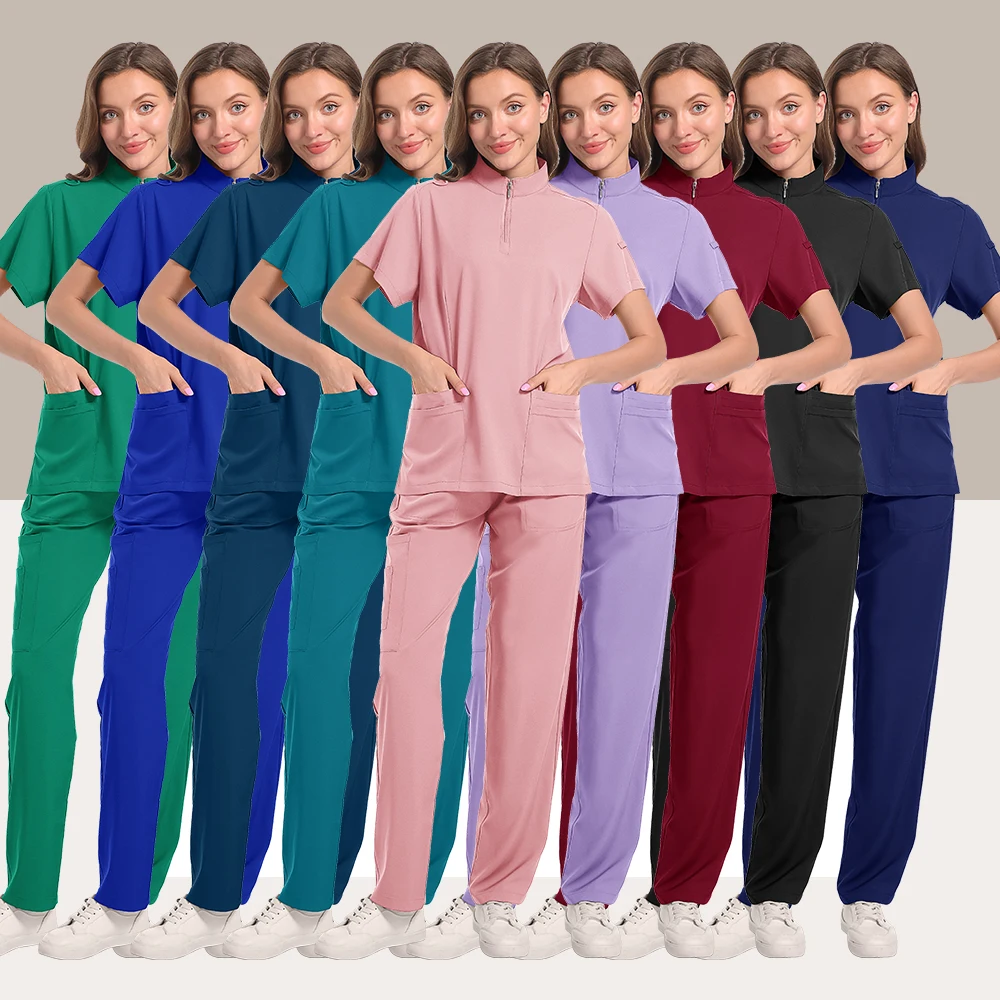 

Summer Thin Elastic Pet Hospital Nursing Home Care Hand Washing Clothes Jogging Clothes Nursing Clothes Women's Set