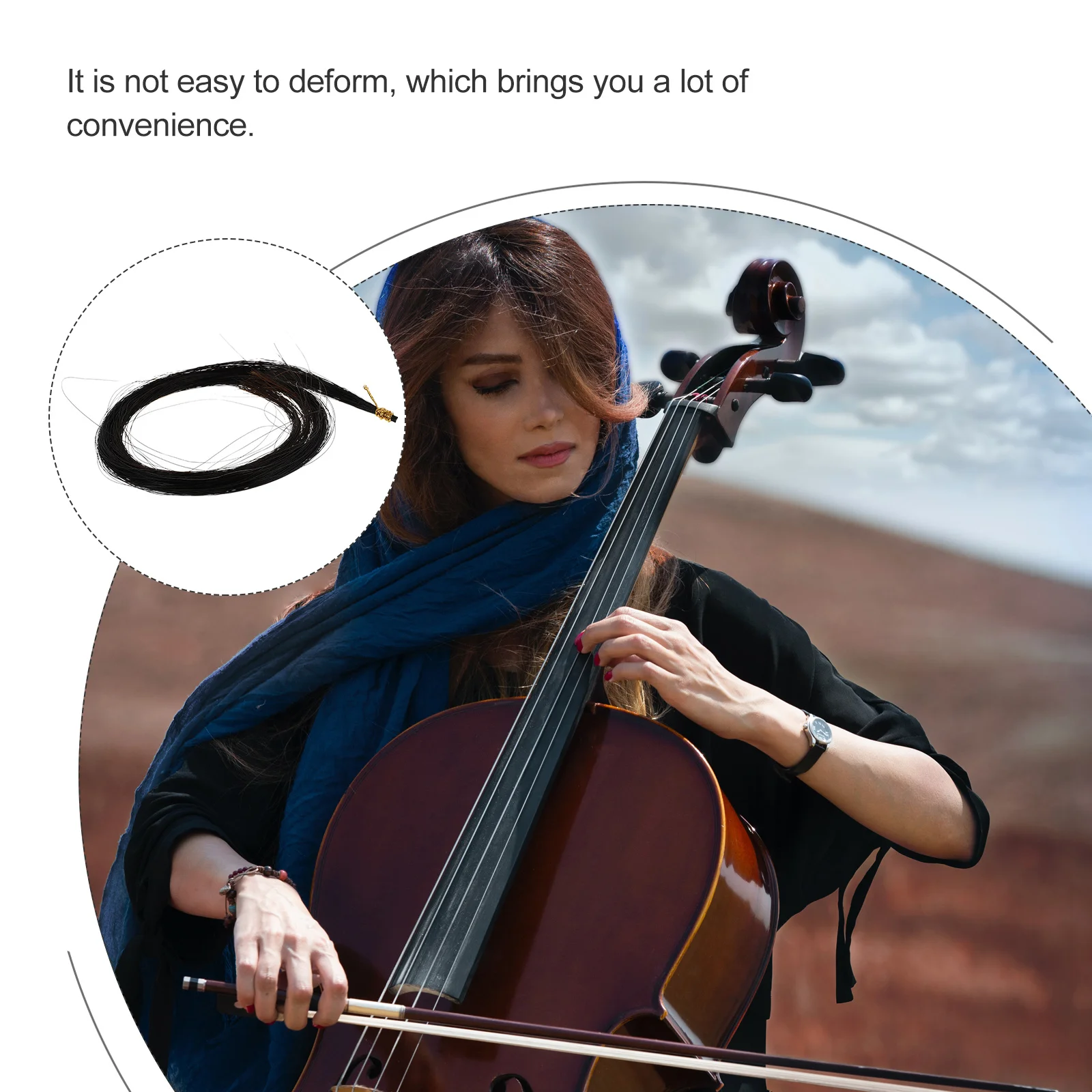

2 Bundles Natural Viola Hairs High-Quality Materials Safe to Use Smooth Delicate Long-Lasting Viola Accessories Black