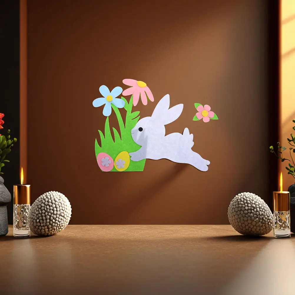 

2 шт. Наклейки на дверь с пасхальными кроликами, нетканые украшения для окон, поделки своими руками, декор для пасхальных и весенних праздников