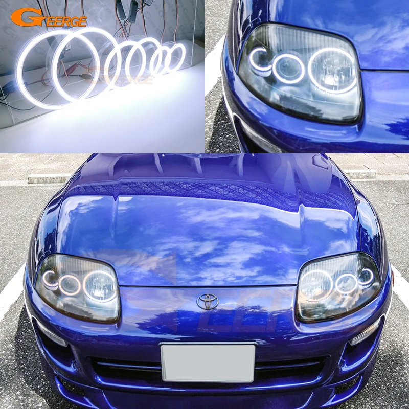 

For Toyota Supra MKIV Mk4 JZA80 1993 - 2000 2001 2002 Excellent Day Light 6 PCS Ultra Bright COB Led Angel Eyes Kit Halo Rings