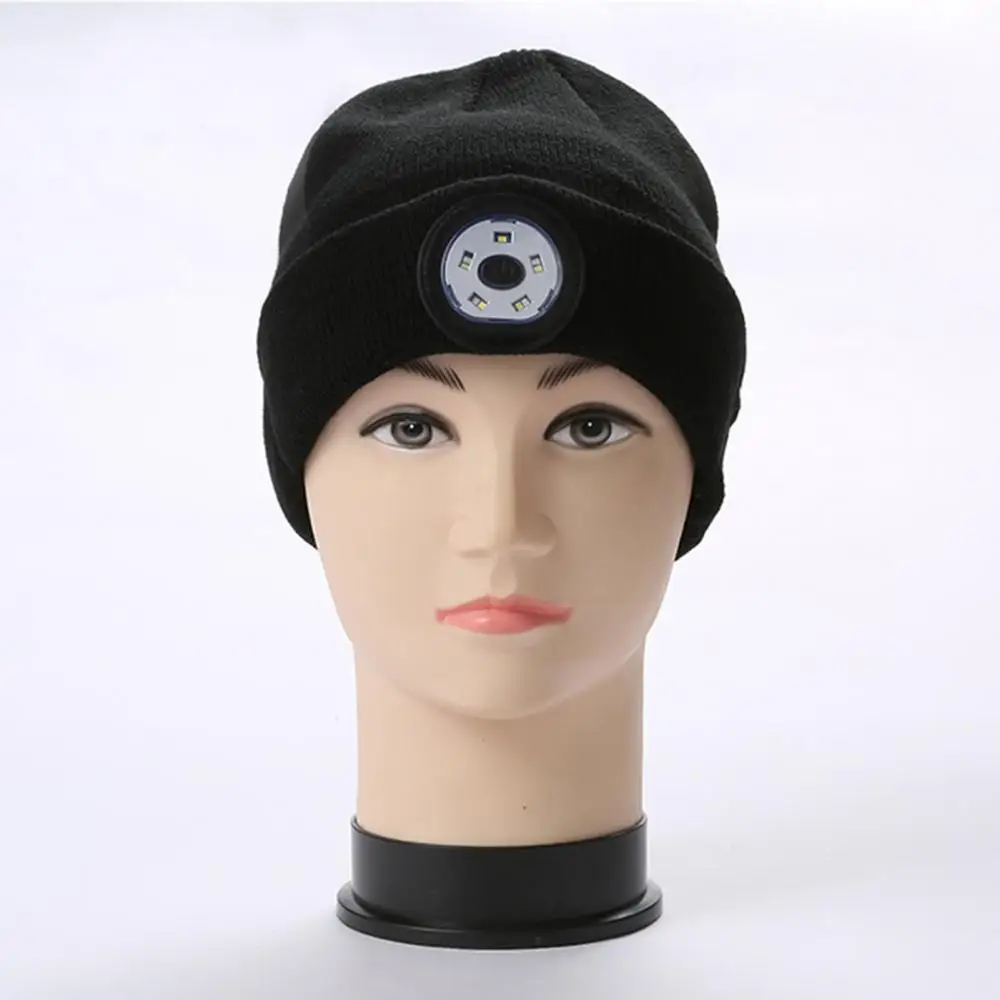 Bluetooth-compatible 5.0 Unisex Winter Beanie Knitted Hat Wireless Headphone with LED Light